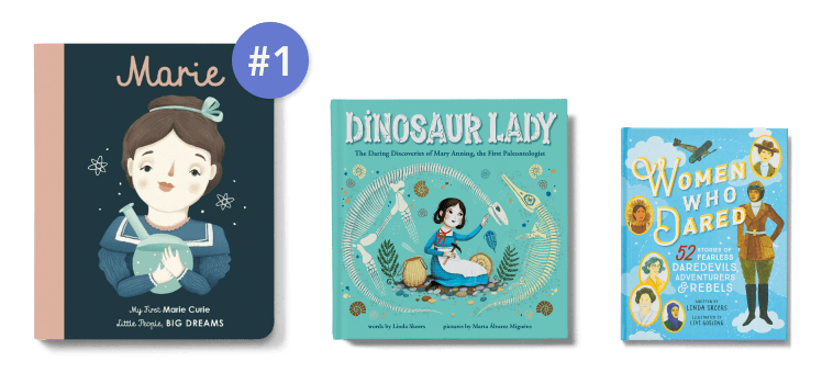 Three Girl Power books in a row, with number one callout on the largest first place book.